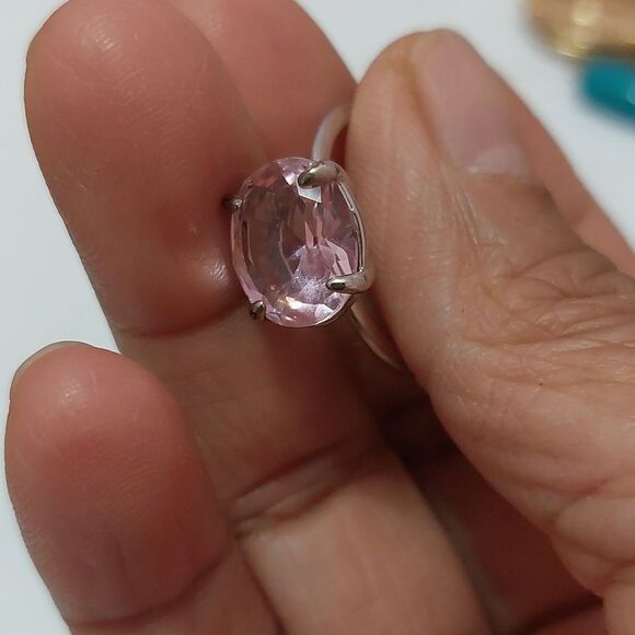 Bomb Party Size 10 Silver Tone Pink Crystal Ring - Picture 6 of 6